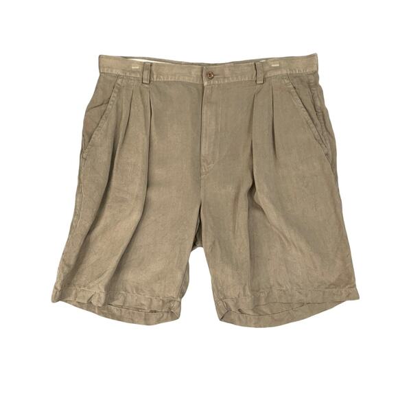 Tommy Bahama Shorts Mens 36 Stone Silk Pleated Front High Rise Casual Outdoor - Picture 1 of 9